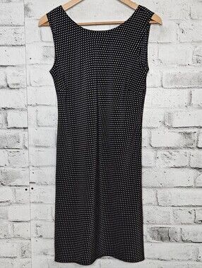 Jessica Petite Black White Polka Dot Sleeveless Midi Dress Size 14
